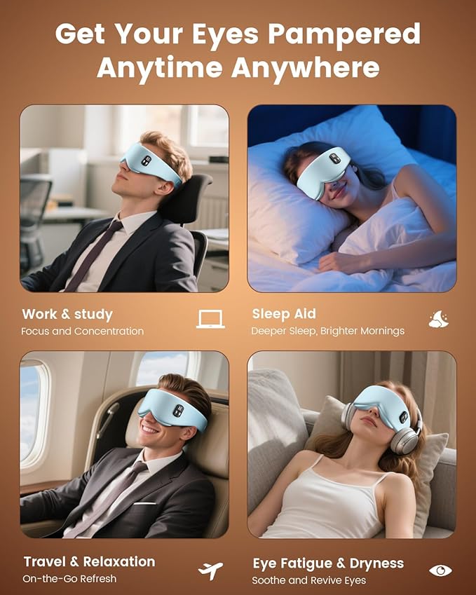 Heated Eye Mask - Cordless Eye Mask for Dry Eyes, Eye Relief, Improved Sleep, Timed Shutdown, 4 Temperature, Washable Eye Heating Pad for Travel, Removable for Cleaning - Teal Green