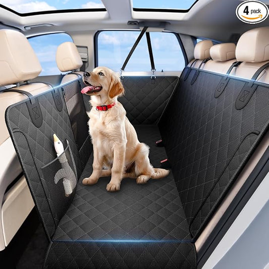 Wigoo Upgrade Soft Dog Car Seat Cover for Back Seat, [Protect Interior, Waterproof & Easy to Clean] Soft Bottom Backseat Dog Car Hammock,Fits Large Sedan SUV Truck Van, Size L, Black