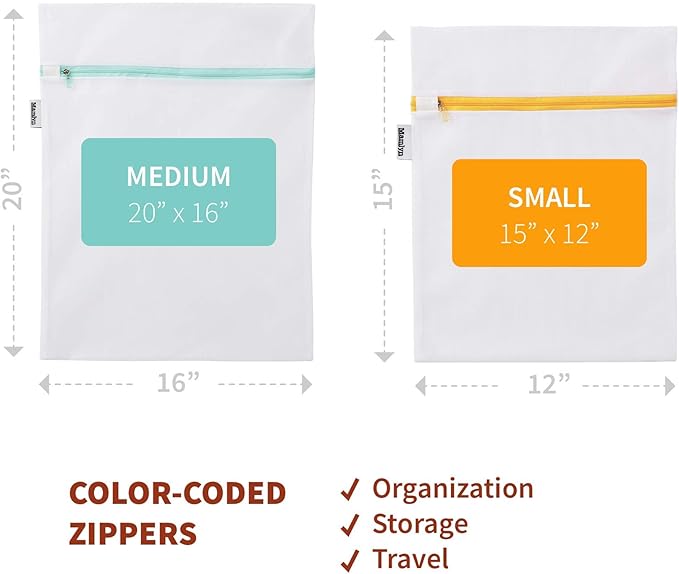 Mesh Laundry Bag for Delicates, Wash Bags for Underwear and Lingerie, Makeup Organizer Bag (1 Medium, 1 Small)