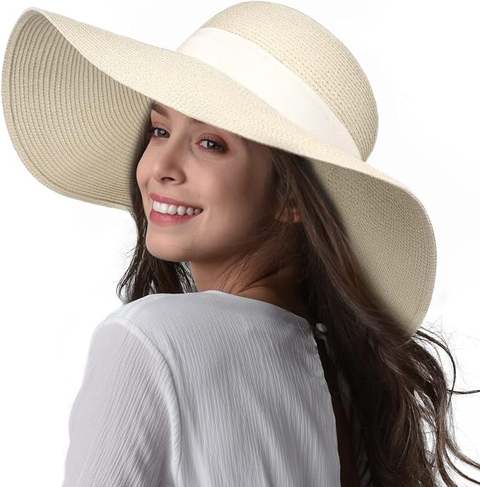 FURTALK Womens Sun Straw Hat Wide Brim UPF 80 Summer Hat Foldable Packable Floppy Beach Hats for Women