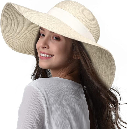 FURTALK Womens Sun Straw Hat Wide Brim UPF 80 Summer Hat Foldable Packable Floppy Beach Hats for Women