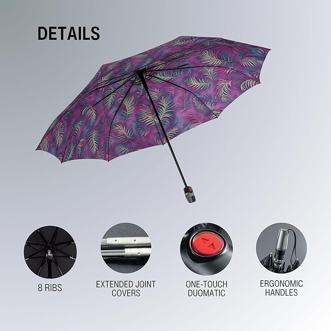Knirps T.200 Duomatic Compact Rain Umbrella in Jamaica – Wind Tunnel Tested to 93 mph, Aluminum Steel Fiberglass Frame, 38in Canopy, OEKO-TEX, High-Performance Automatic Travel Umbrellas