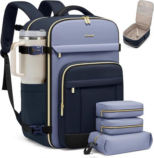 LOVEVOOK Travel Backpack for Women & Men - 17.3 Inch Carry On Backpack & Personal Item Backpack for Airlines, Spacious and Durable Design, with 3 Packing Cubes