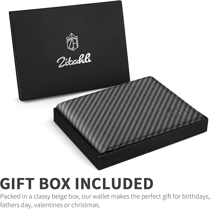 Zitahli Wallet for Men 12 Card Holder Slim Rfid Leather 2 ID Window Wallets With Gift Box Men's Accessories