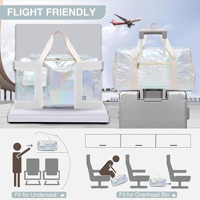 Small Gym Bag for Women, Travel Duffle Bag Carry On Weekender Bag with Shoe Compartment