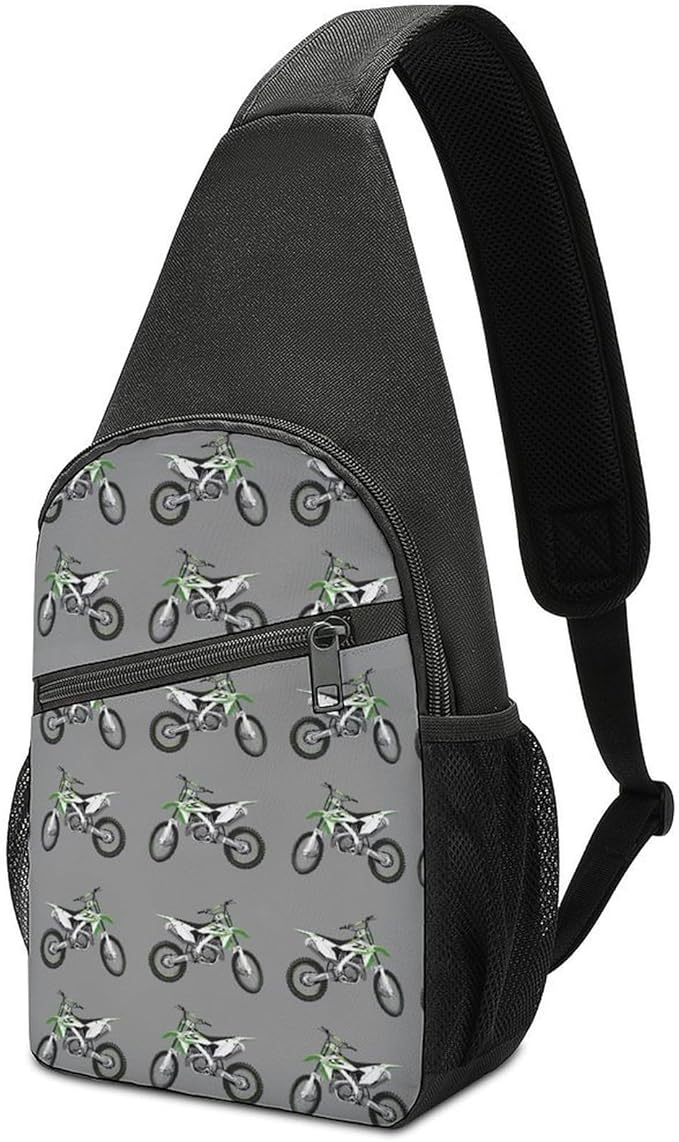 SWEET TANG Sling Bag for Men Women, Comfortable Crossbody Backpack, Motocross Dirt Bike Grey, Anti Theft Sling Shoulder Chest Bag Daypack, Fashion Travel Gym Sack Rucksack