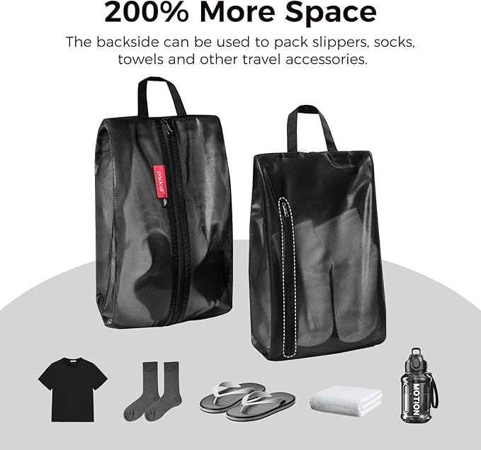 pack all Plus-Sized Shoe Bag for Travel, Water-Resistant Shoe Pouch for Gym, Odor-Resistant Soccer Cleats Bag for Sport (Dual Pocket Version)