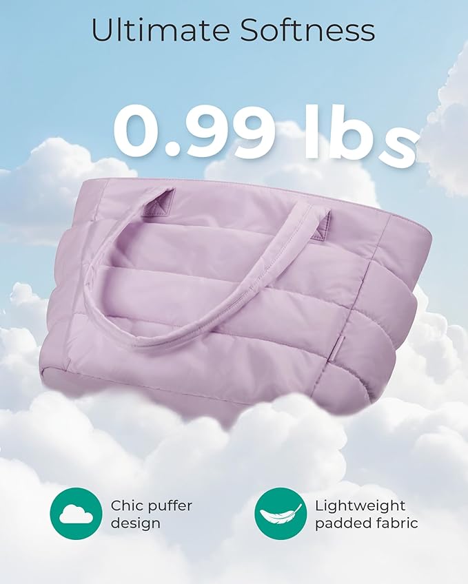 BAGSMART Tote Bag for Women, Lightweight Puffy Tote Bag with Compartments Shoulder Bag Handbag for Travel, Work, Gym