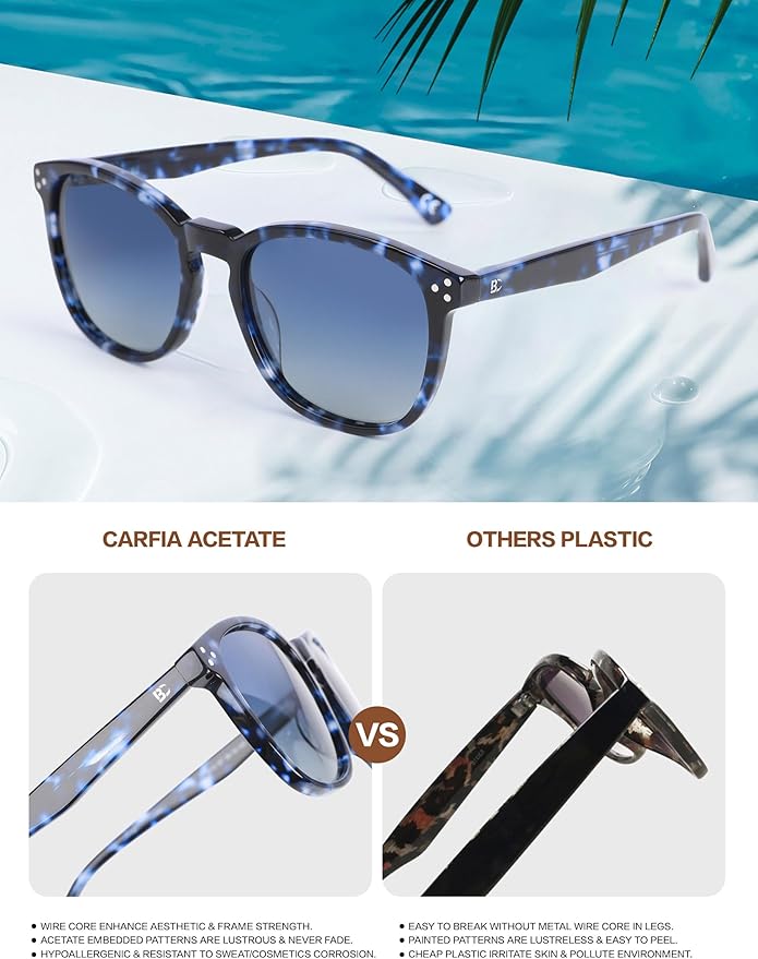 Polarized Sunglasses For Women UV - Protection Womens Trendy Fashion Large Shades With Acetate Frame BC2110