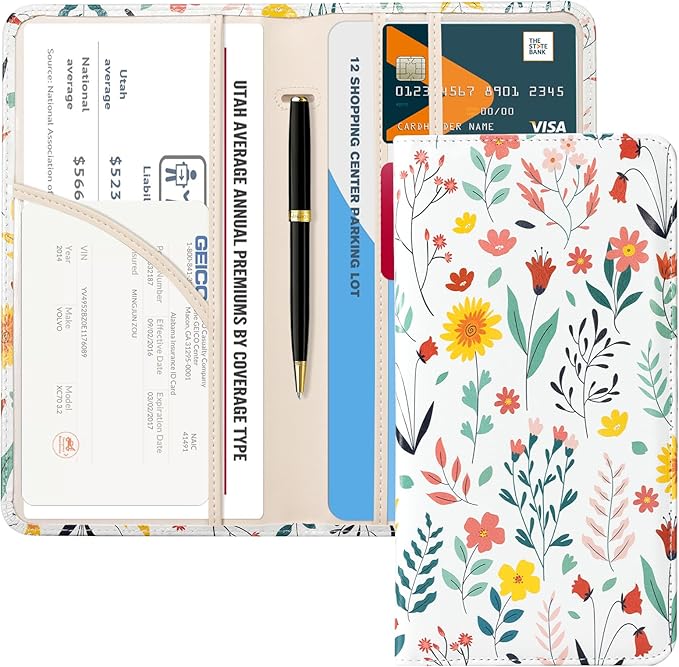 CoBak Car Registration and Insurance Holder - Vehicle Glove Box Car Organizer,Auto Truck Comparment Accessories Case with Magnetic Closure for Driver License,Cards