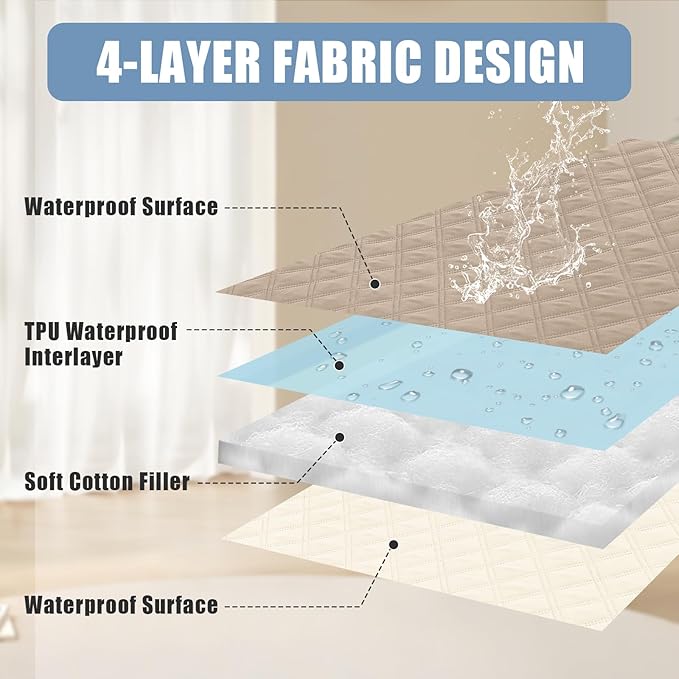 Smiry Waterproof Dog Bed Cover Pet Blanket, Soft Washable Dog Blanket for Furniture Bed Couch Sofa Reversible, Checkered (68"x82", Taupe/Beige)