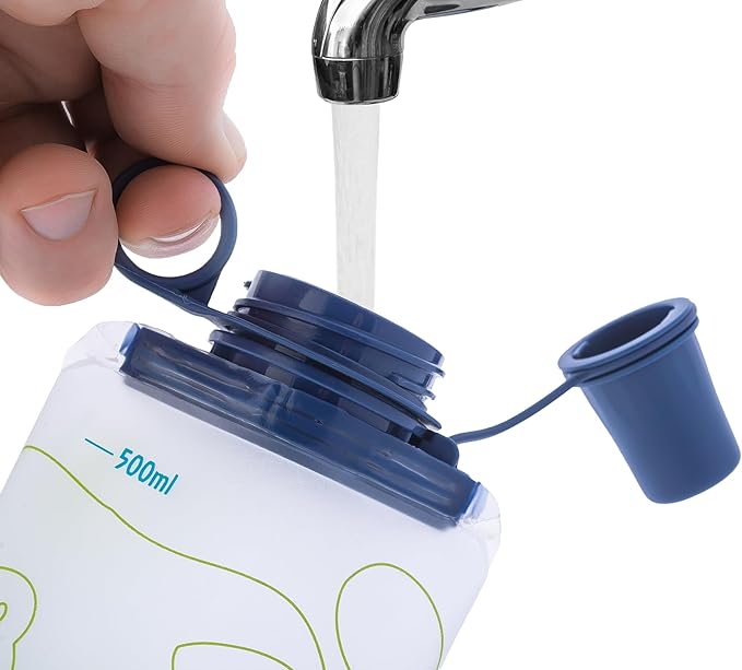 Aquabend Collapsible Soft Water Bottle Leakproof Bite Valve Reusable BPA-Free Ultralight Travel Water Bottle Flask for Running, Gym, Camping, Hiking, Travel, Sports. (500ml) Color May Vary