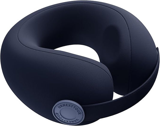 Car Pillow for Big Kids Travel Neck Pillows, Memory Foam Neck Support Travelling Pillow with Washable Cotton Pillowcases and Storage Bag, for Airplane, Train, Flight and Home Use Blue