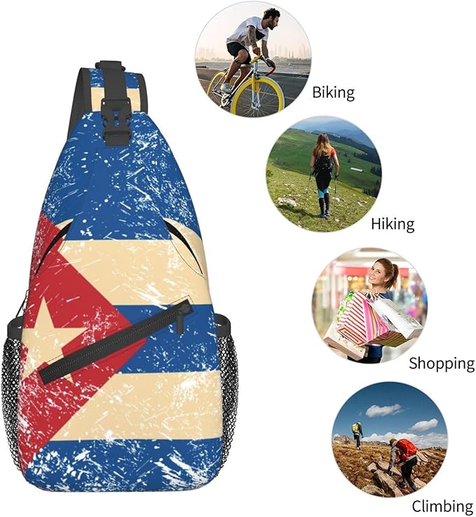 Cuba Flag Sling Bag Multipurpose Crossbody Sling Backpack Travel Cycling Hiking Shoulder Bag For Women Men