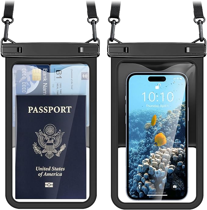 [Up to 8.5" Waterproof Phone Pouch - 2 Pack Waterproof Phone Case for iPhone 16 15 14 Pro Max Galaxy S25 S24 Ultra, IPX8 Dry Bag with Lanyard for Beach Travel Essentials