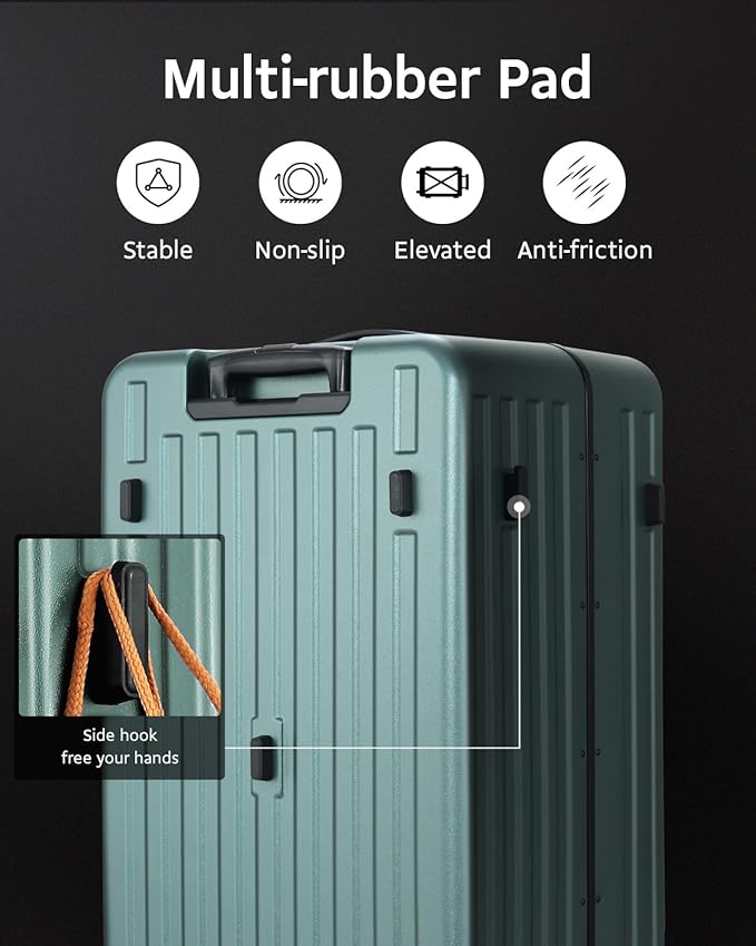 Luggage Sets 2 Pieces, 20 Inch Carry On Luggage and 29 Inch Checked Luggage with Spinner Wheels, Lightweight ABS+PC Hardshell Trunk Suitcases with Aluminum Frame, Top Opening (Green, 20/29)