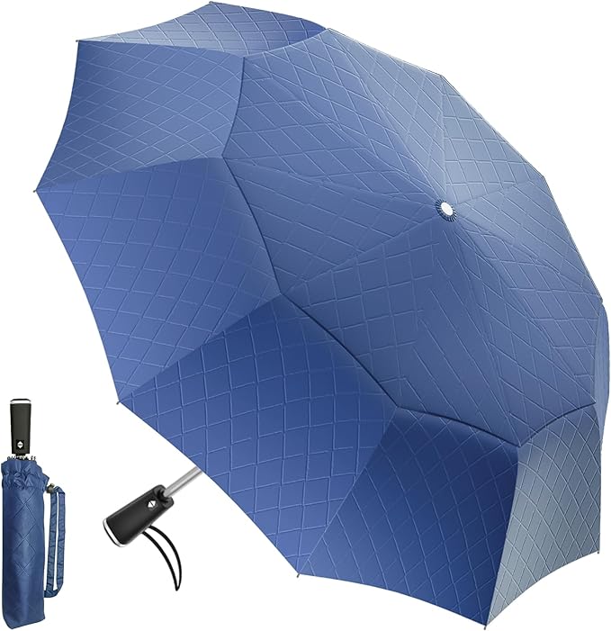 Satol 46/54/62 Inch Large Golf Umbrella, Windproof 10 Ribs Automatic Open/Close Oversize Double Canopy Vented Portable Folding Travel Umbrellas, UPF 50+ Sun & Rain Compact Umbrellas for Outdoor