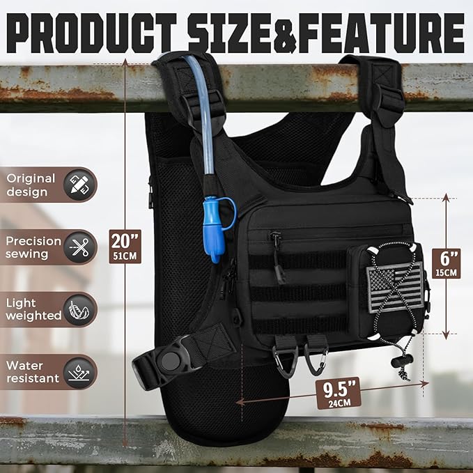 Hydration Vest with 2L Water Bladder for Men and Women,Lightweight Adjustable Hydration Backpack,Reflective Running Vest Chest Bag for Climbing Cycling Hiking