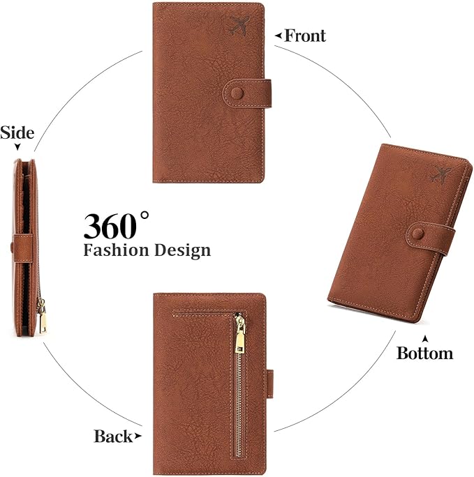 RFID Blocking Passport Wallet Cover Case Travel Document Organizer for Women and Men,Travel Wallet for Credit Card