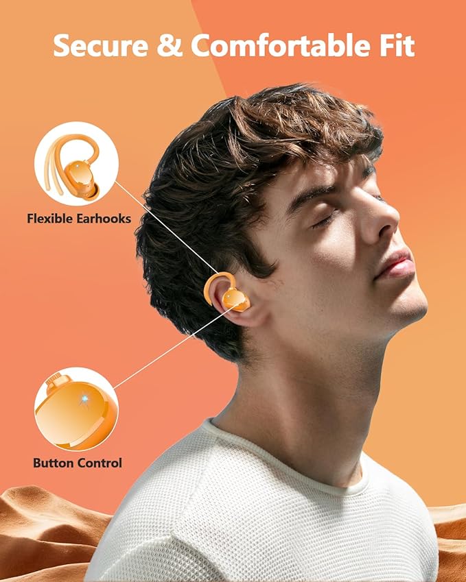 Wireless Earbuds 128hrs Bluetooth 5.3 Headphone Sport, 2025 Bluetooth Earbuds Stereo Deep Bass Over Ear Bud with Earhooks, ENC Noise Cancelling Mic, IPX7 Waterproof Earphone for Workout/Running