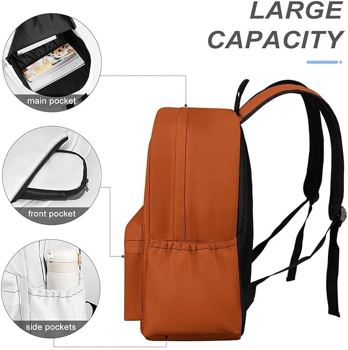 Rust Backpack Adult Travel Daybag for Women Men College Backpack for Vacation Hiking Camping Bag