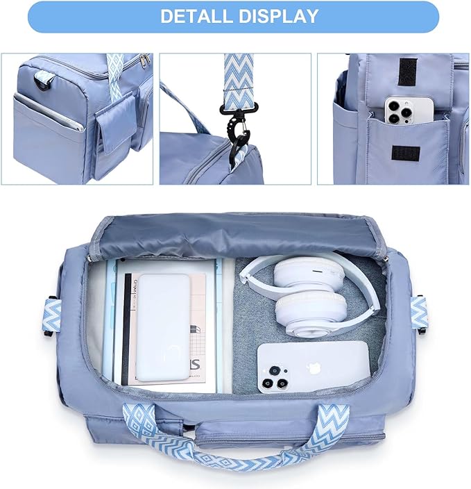 Small Gym Bag for Women, Travel Duffle Bag Carry On Weekender Bag with Shoe Compartment