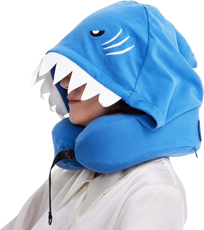 Privacy-Friendly Hooded Travel Pillow for Kids & Adults, Sensory-Friendly, Memory Foam Neck Support for Airplane, Car & Train, Breathable Fabric, Portable, Ultimate Comfort