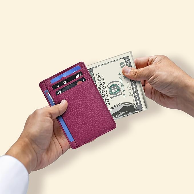Oak Leathers Leather Slim Minimalist Wallet for Men & Women RFID Front Pocket Leather Card Holder Wallets