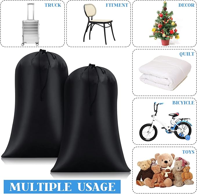 Nuanchu 2 Pcs 40 x 60 Extra Large Laundry Bag Giant Storage Laundry Reusable Multipurpose Bag for Damp Proof Luggage Suitcase Clothes Comforters Furniture Blankets Cover