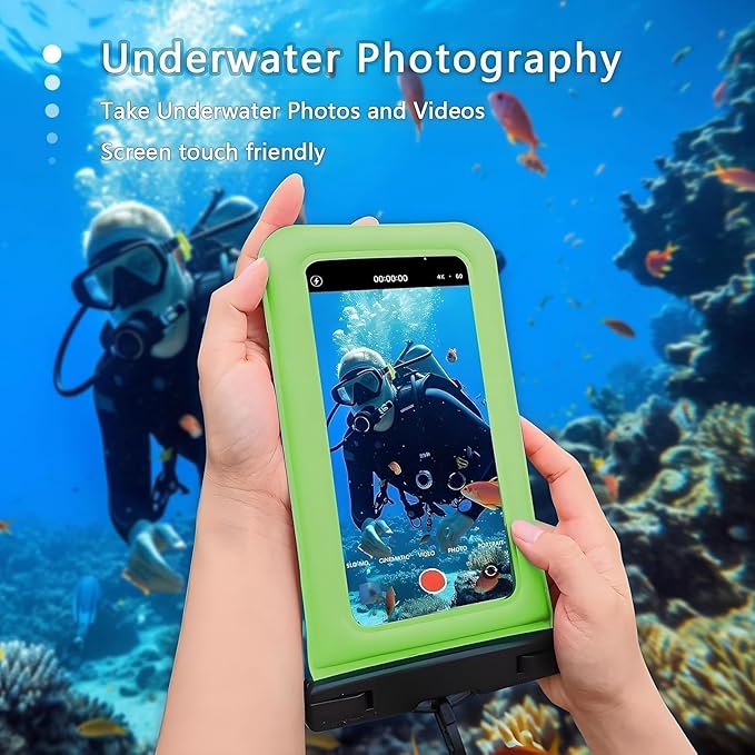 Floatable Soap Bubble Waterproof Phone Pouch Case with Crossbody Lanyard for iPhone 17 series 16 Pro Max/15 Pro/14/13, IP68 Cellphone Dry Bag Beach Cruise Ship Essential,1 Pack-Light Green-7″