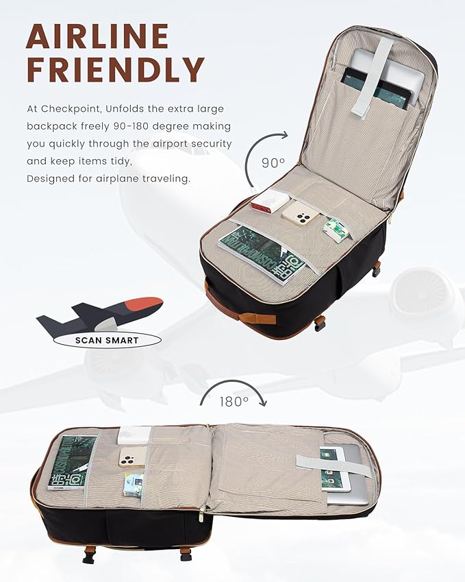 LOVEVOOK 56L Travel Backpack for Women & Men, Airline Approved Carry On Luggage with 3 Packing Cubes, TSA Overnight Bags, Waterproof Personal Item Bag, Weekender Essentials Backpacks fits 17" Laptop