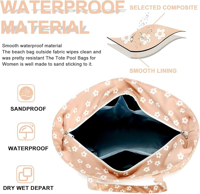 Bluboon Waterproof Beach Tote Pool Bags for Women Ladies Extra Large Carry On Bag With Wet Compartment for Weekender Travel