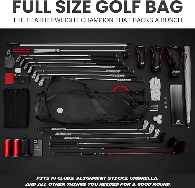 Ultra Lightweight Waterproof Golf Stand Bag with Rain Cover | Full-Length 5-Way Divider, 6 Pockets with Magnetic Access & Dual X-Strap | Easy-Carry for Men & Women