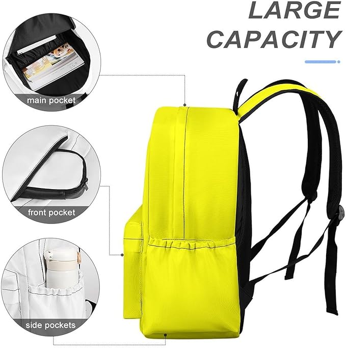Yellow Backpack Adult Travel Daybag for Women Men College Backpack for Vacation Hiking Camping Bag
