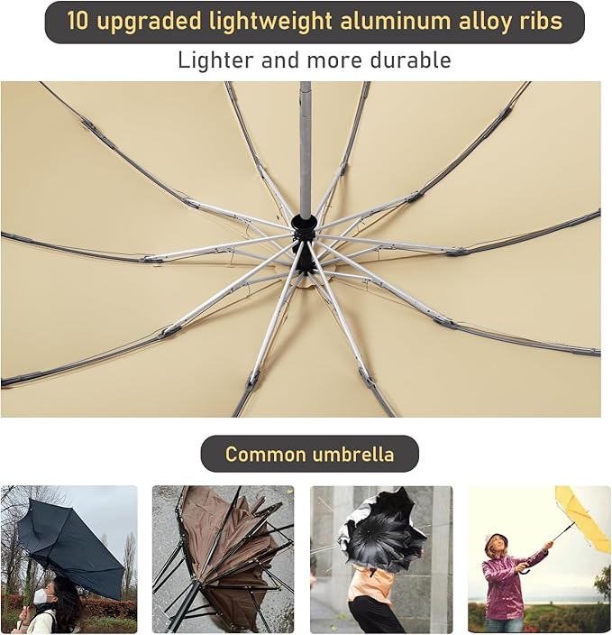 Windproof Travel Umbrella for Rain, Large Portable Reverse Folding Car Umbrella, Inverted Design, Compact Auto Open Close with Durable Waterproof Canopy, Fits Backpack/Women Men, 45.6 Inch