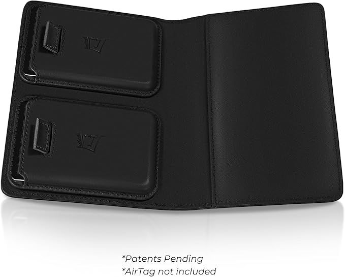 Kings Loot Passport Holder Wallet – RFID Blocking Leather Travel Wallet with Built-in Airtag Holder – Holds 1-6 Cards & Passport – Easy Pull Tab – Slim & Stylish Wallets (Onyx Black/Engraved)
