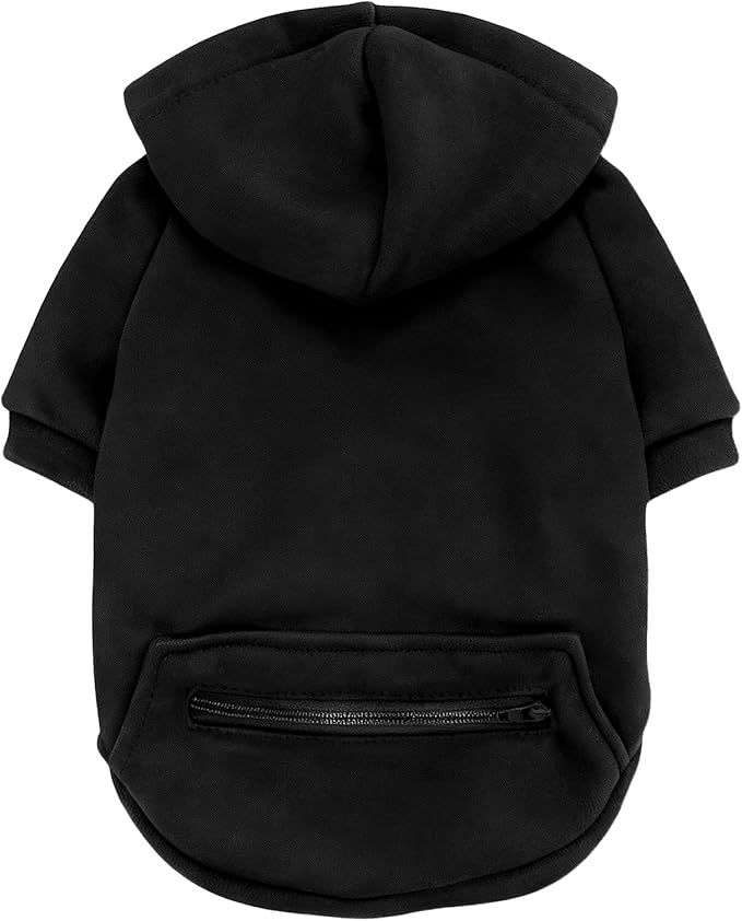 Jecikelon Winter Dog Hoodie Sweatshirts with Pockets Warm Clothes for Small Dogs Chihuahua Coat Puppy Custume Clothing (Large, Y02-Black)