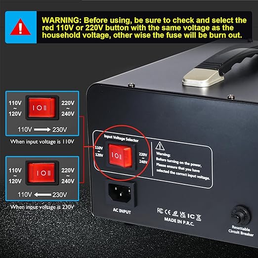 Yinleader 3000W Voltage Converter Transformer(110V to 220V,220V to 110V) Step Up/Down Converter 110/120 Volt - 220/240 Volt w/US Standard Power Cord,Circuit Breaker Protection (VTUS-EU3000)