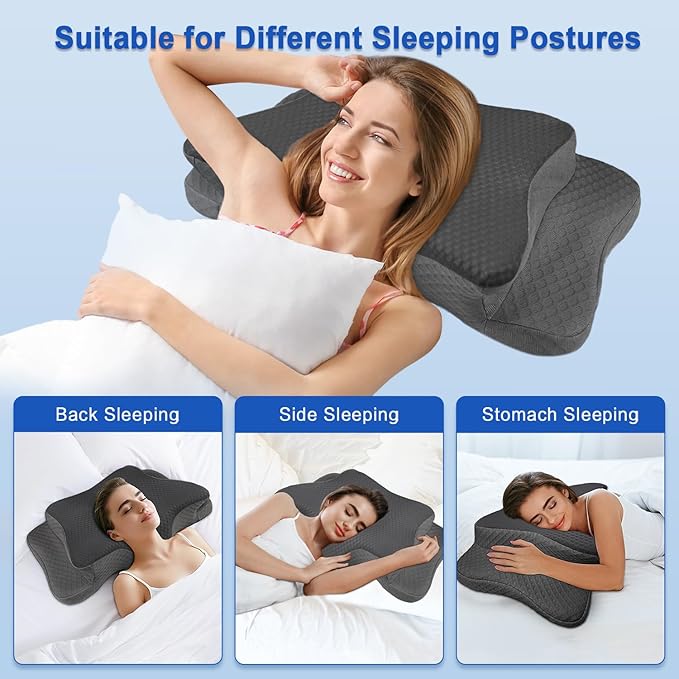 Pain Relief Cervical Pillow for Neck Support, Adjustable Ergonomic Pillow Cozy Sleeping, Odorless Orthopedic Memory Foam Pillows, Contour Bed Pillow for Side Back Stomach Sleeper-King Size