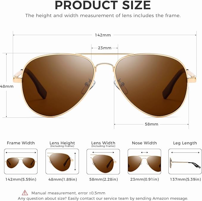 SUNGAIT Classic Aviator Sunglasses for Men Women Polarized UV400 Protection Vintage Retro Chic