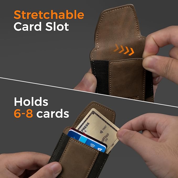 RUNBOX Slim Wallet for Men Front Pocket wallet with Magnetic Money Clip Minimalist Leather RFID Blocking wallet