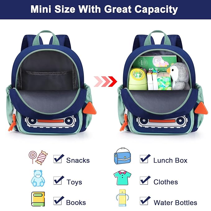 Accmor Toddler Leash Backpack, Cute Excavator Child Bag Harness with Anti Lost Wrist Link, Kid Walking Back Pack Mini Rucksack with Restraints Hand Strap Tether for Baby Boys Outdoor Traveling