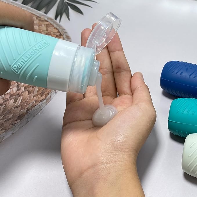 Travel Bottles for Toiletries, Silicone TSA Approved Bottles, Leakproof Shampoo & Toiletry Containers for Airplane, Vacation & Business Trips