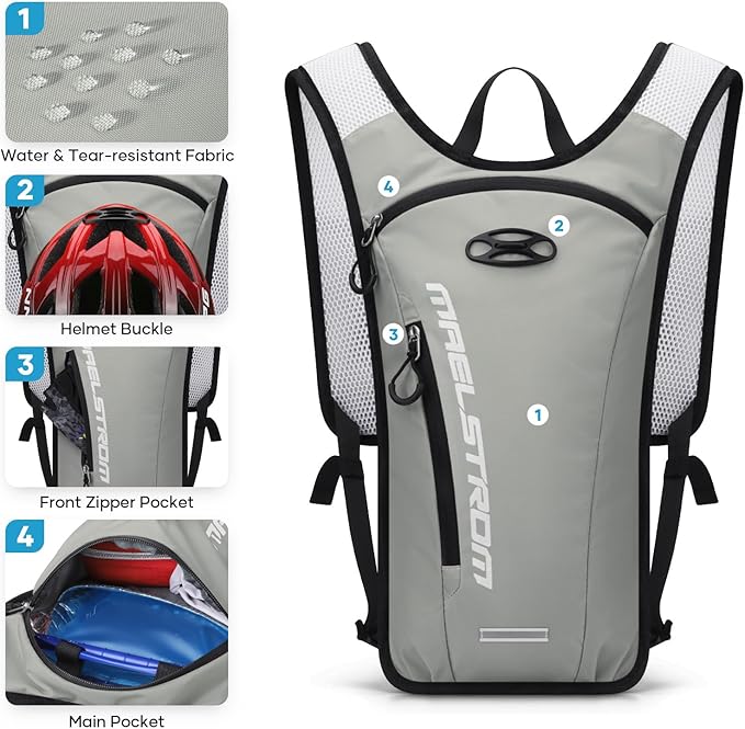 Maelstrom Running Hydration Vest, Hiking Backpack with 2L Water Bladder for Cycling Rave for Men Women