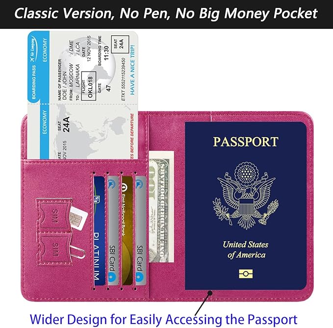 Passport Holder Cover Wallet Travel Essentials RFID Blocking Leather Card Case International Must Haves Travel Accessories for Women Men(101#Purple)