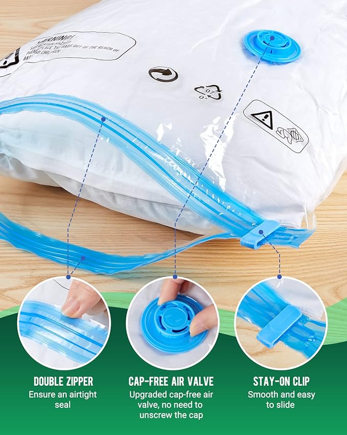 Vacuum Storage Bags with Electric Pump, 10 Pack Jumbo Size（40"x28"） Reusable Compression Space Saving Bag for Clothes, Bedding, Mattress, Blankets, Pillows, Comforters, Travel, White