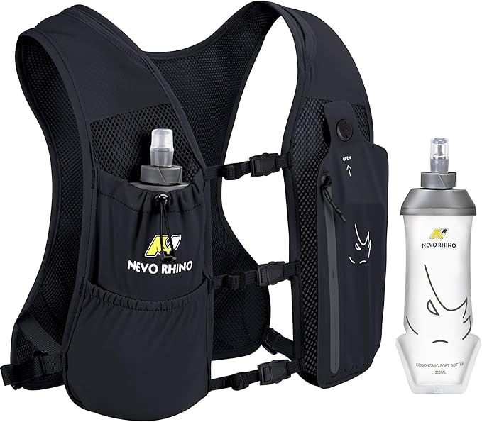 Running Vest with 350 ML TPU Soft Flask, Small Running Water Vest -Adjustable Chest Straps, Lightweight Hydration Vest Pack for Trail Marathon Hiking Cycling for Women Men Mini