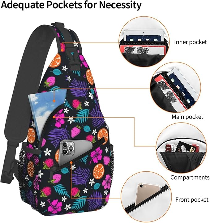 Hawaii Tropical Palm Sling Backpack Crossbody Bag Casual Chest Bags Travel Hiking Daypack Shoulder Bag for Women Men