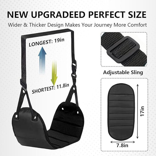 2-Piece Upgraded Aircraft Foot Hammock with Memory Foam,Large Size Airplane Foot Rest - Soft & Comfortable feet Hammock,Travel Essential for Relieving Foot Pain and Swelling