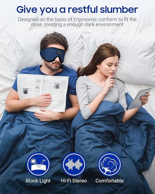 LC-dolida Sleeping Headphones Eye Mask, Sleep Mask with Bluetooth Headphones 3D Eye Mask Wireless Music Cotton Sleep Cover for Side Sleepers Nap Insomnia Air Travel Meditation Gifts for Unisex